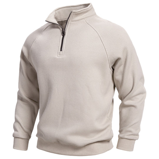 European And American Half Zipper Sweater Stand-up Collar All-match Fleece Men's Sweater Top