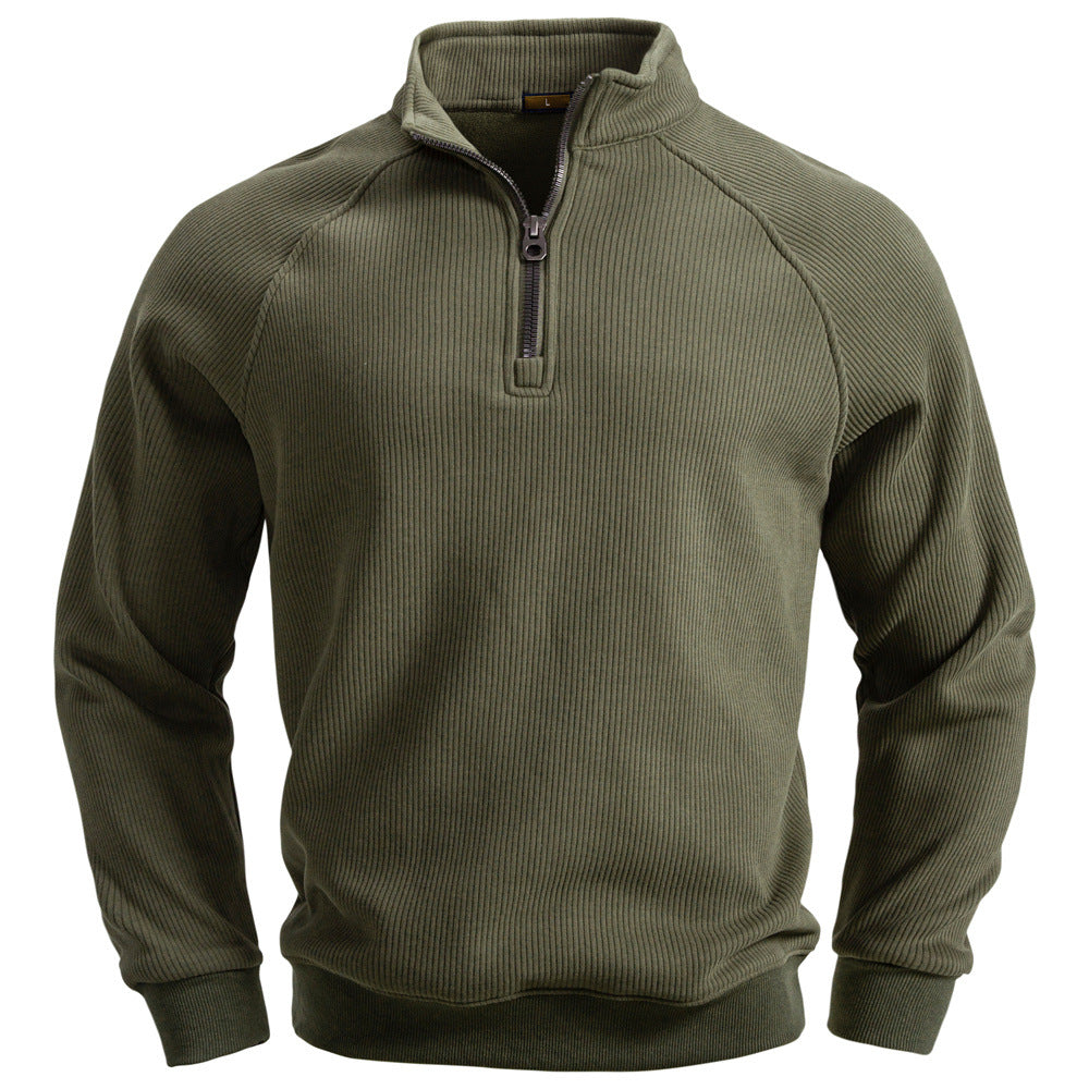 European And American Half Zipper Sweater Stand-up Collar All-match Fleece Men's Sweater Top