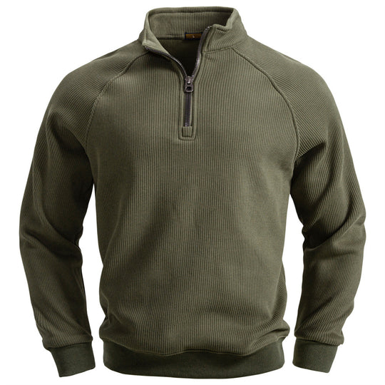 European And American Half Zipper Sweater Stand-up Collar All-match Fleece Men's Sweater Top