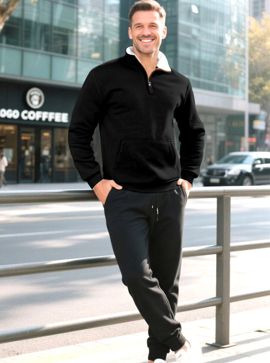 Men's Color-block Zipper Retro Casual Knit Sweater