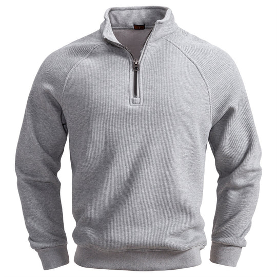 European And American Half Zipper Sweater Stand-up Collar All-match Fleece Men's Sweater Top