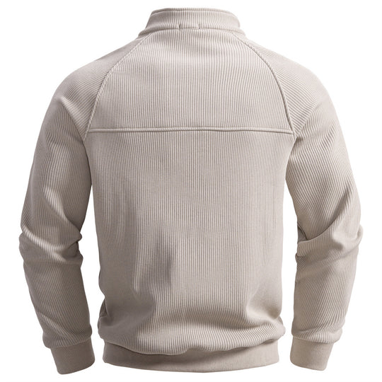 European And American Half Zipper Sweater Stand-up Collar All-match Fleece Men's Sweater Top