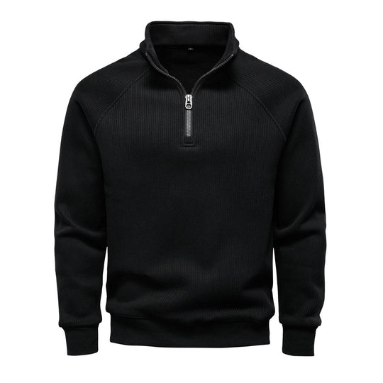 European And American Half Zipper Sweater Stand-up Collar All-match Fleece Men's Sweater Top