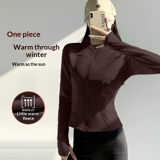 Women's Autumn Running Sports Cycling Fleece Long-sleeved Jacket