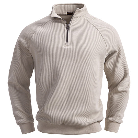European And American Half Zipper Sweater Stand-up Collar All-match Fleece Men's Sweater Top