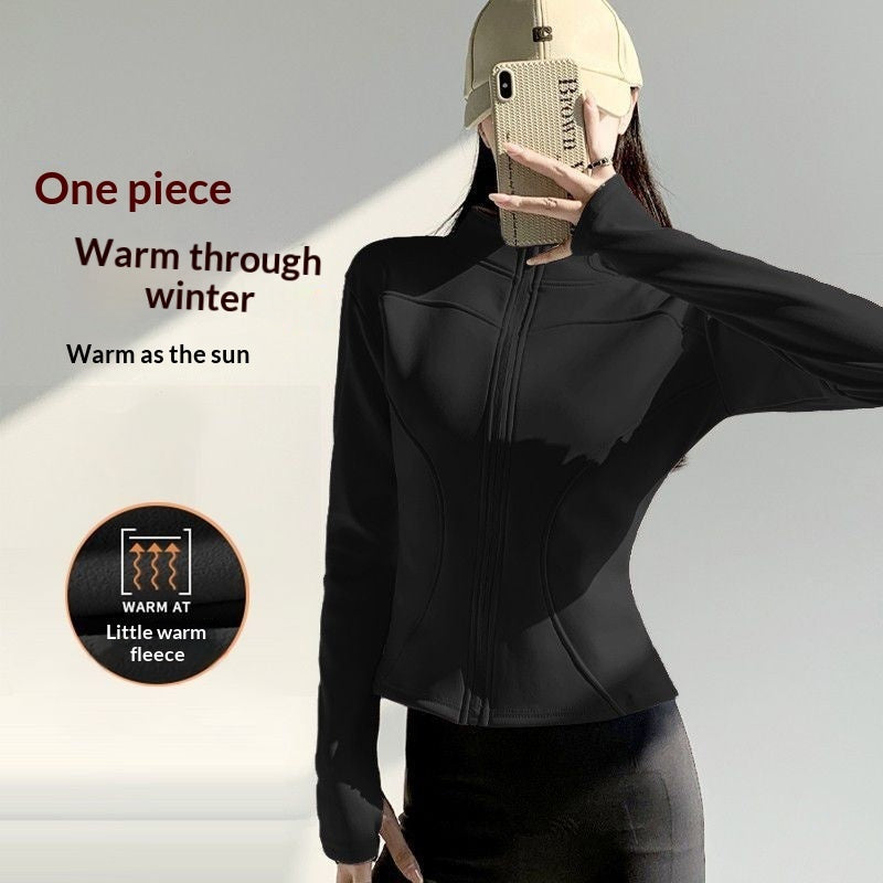 Women's Autumn Running Sports Cycling Fleece Long-sleeved Jacket