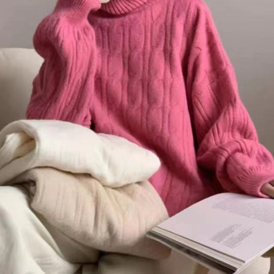 Twisted High-neck Sweater Women Loose Outerwear