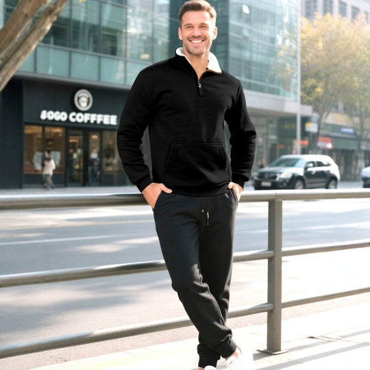 Men's Color-block Zipper Retro Casual Knit Sweater