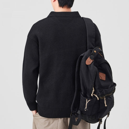 Turn-down Collar Half-zip Sweater Loose Commuting Knitwear